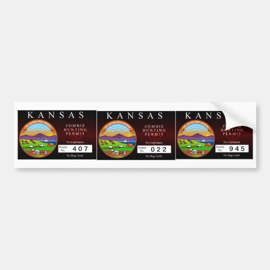 カンザスのゾンビの狩りの割り当て バンパーステッカー (正面)