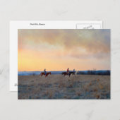 カンザスのフリント・ヒルズで3人のライダー ポストカード (正面/裏面)