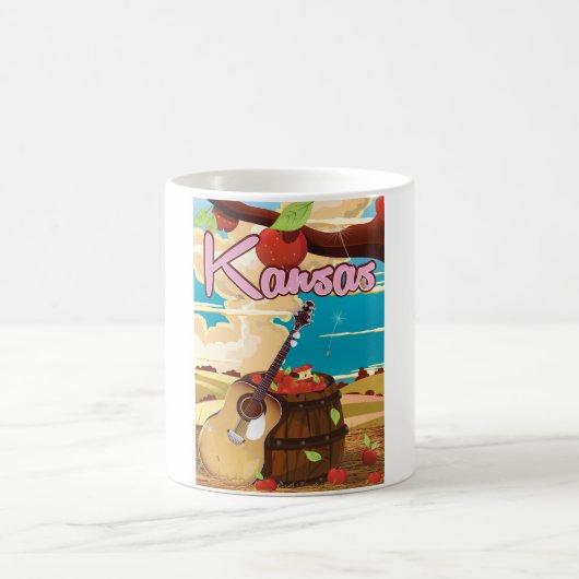 カンザスのヴィンテージ風キャラクター旅行ポスター コーヒーマグカップ (中央)