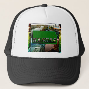 カンザスの地図と写真 キャップ