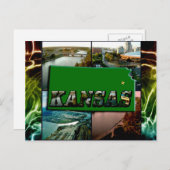 カンザスの地図と写真 ポストカード (正面/裏面)