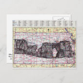 カンザスの地図アート ポストカード (正面/裏面)