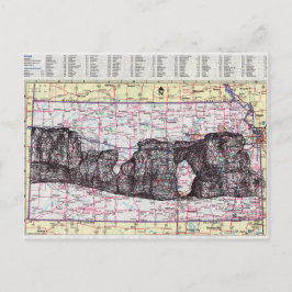 カンザスの地図アート ポストカード