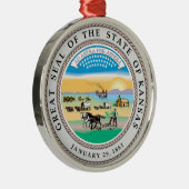 カンザスの州のシールアメリカ共和国の記号の旗 メタルオーナメント (右)