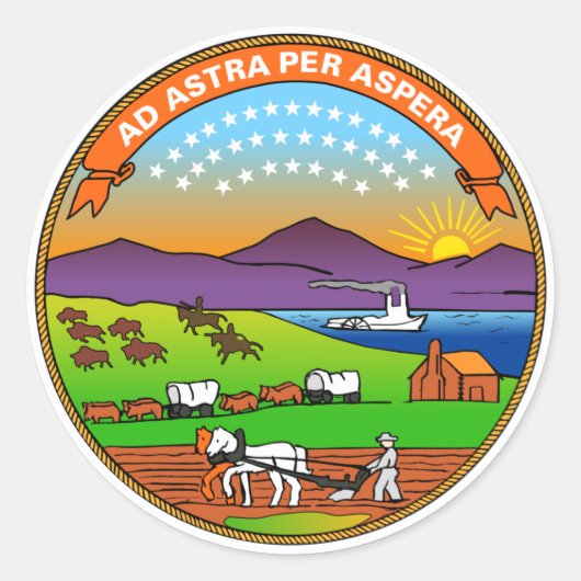 カンザスの州の旗 ラウンドシール (正面)