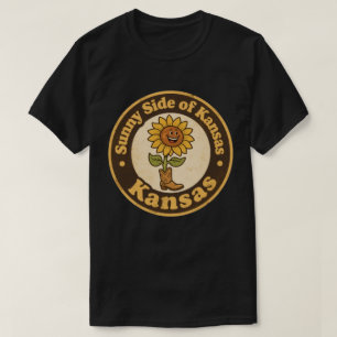 カンザスの陽気な一面_ブーツを履いたひまわりのアート Tシャツ