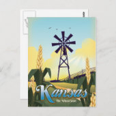 カンザスの「小麦州」旅行ポスター。 ポストカード (正面/裏面)