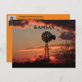 カンザスウィンドミルシルエットサンセットポストカード ポストカード (正面/裏面)