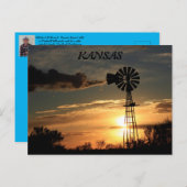 カンザスウィンドミルシルエットサンセットポストカード ポストカード (正面/裏面)