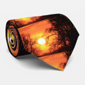 カンザスオレンジのサンセットタイと木の ネクタイ (ロール)