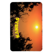 カンザスオレンジ色の日没と木の正方形の磁石。 マグネット (縦)