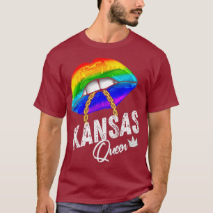 カンザスクイーンLGBTQゲイプライドレインボー国旗USA Tシャツ