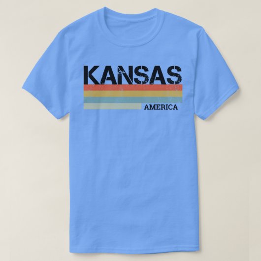 カンザスクール州レトロヴィンテージストライプ Tシャツ (デザイン正面)