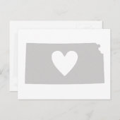 カンザスグレー州マップシェイプハート切り出しカンサン ポストカード (正面/裏面)