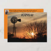 カンザスサンセットウィンドミルシルエットポストカード ポストカード (正面/裏面)