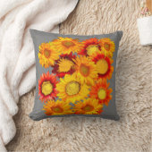 カンザスサンフラワーズグレーアート クッション (ブランケット)