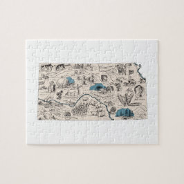 カンザスシェイプ寒山ヴィンテージ写真の地図 ジグソーパズル