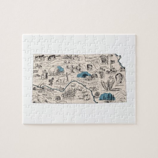 カンザスシェイプ寒山ヴィンテージ写真の地図 ジグソーパズル (横)