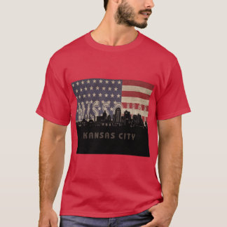 カンザスシティのスカイライン旗 Tシャツ