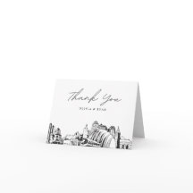 カンザスシティのスカイライン スケッチ 白紙の感謝カード