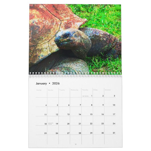 カンザスシティの動物園動物 カレンダー (1月 2026)