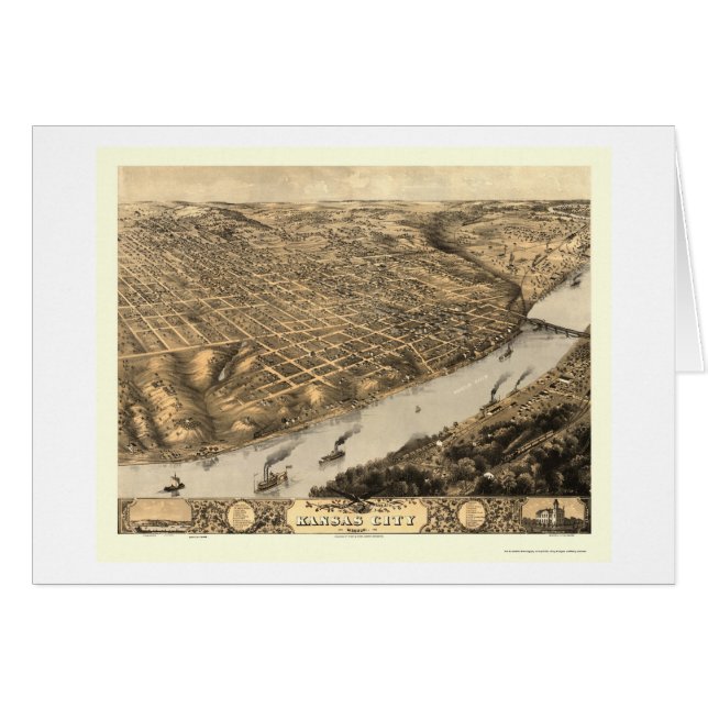 カンザスシティのMOのパノラマ式の地図- 1869年 (正面横)