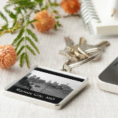 カンザスシティアーバンスカイライン、モノクロ写真 キーホルダー (側面)