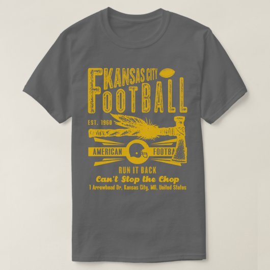 カンザスシティエスト1960トマホークヴィンテージ金ゴールド文字 Tシャツ (デザイン正面)