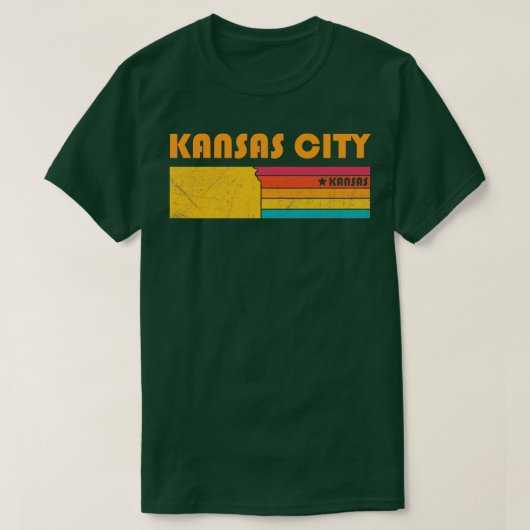 カンザスシティカンザスヴィンテージ動揺して土産 Tシャツ (デザイン正面)