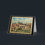 カンザスシティグリーティングカードミズーリVintage Travel カード<br><div class="desc">カンザスシティミズーリデザインヴィンテージ旅行スタイルは、首都の建物を特徴とする都市のスカイラインのビュー。</div>