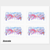 カンザスシティスカイラインの水彩 長方形シール (シート)