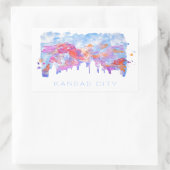 カンザスシティスカイラインの水彩 長方形シール (バッグ)