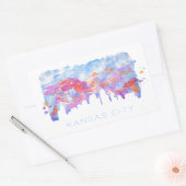 カンザスシティスカイラインの水彩 長方形シール (封筒)