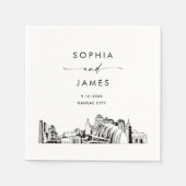 カンザスシティスカイラインモダン結婚ズカクテル スタンダードカクテルナプキン (正面)