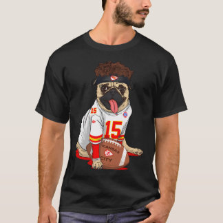 カンザスシティチーフス 可愛い パグ パトリック・マホームズ Tシャツ