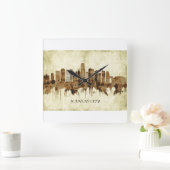 カンザスシティミズーリの街並み スクエア壁時計 (ホーム)