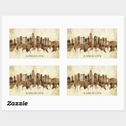 カンザスシティミズーリの街並み 長方形シール (シート)