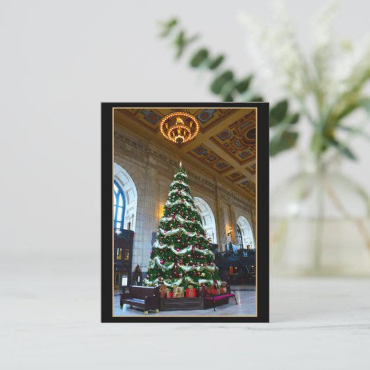 カンザスシティミズーリ州ユニオンステーションクリスマスツリー シーズンポストカード (スタンド正面)