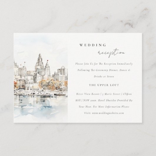 カンザスシティミズーリ水彩結婚式レセプション エンクロージャーカード (正面)