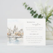 カンザスシティミズーリ水彩結婚式レセプション エンクロージャーカード (スタンド正面)