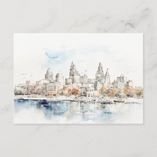 カンザスシティミズーリ水彩結婚式レセプション エンクロージャーカード (裏面)