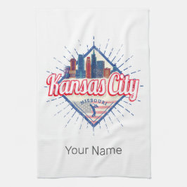カンザスシティミズーリ統一された州スカイラインヴィンテージ キッチンタオル