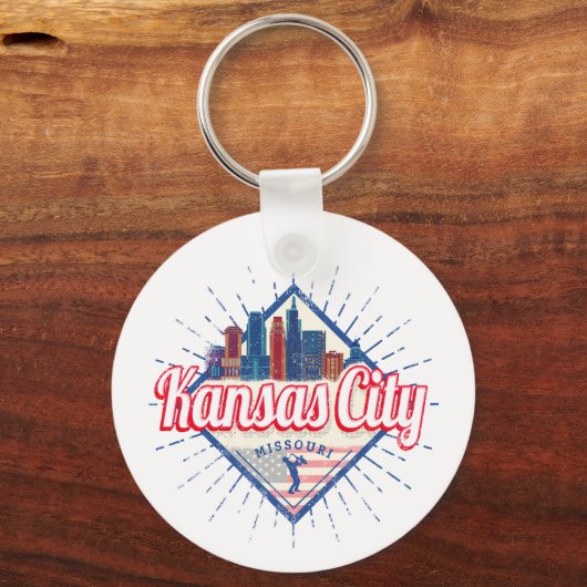 カンザスシティミズーリ統一された州スカイラインヴィンテージ キーホルダー (正面)