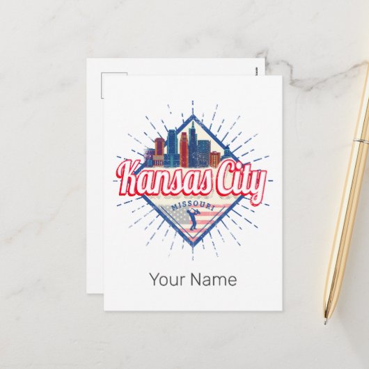 カンザスシティミズーリ統一された州スカイラインヴィンテージ シーズンポストカード (正面/裏面インサイチュ)