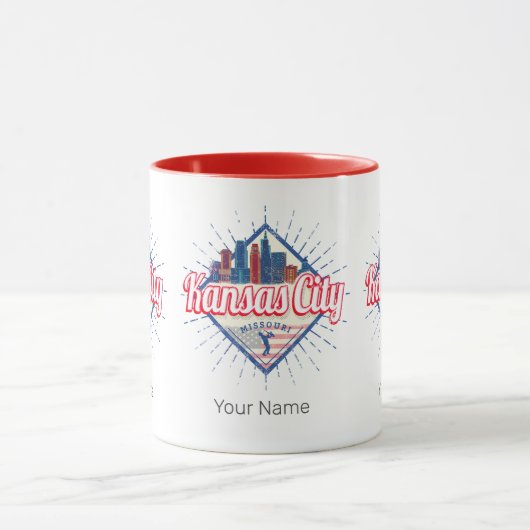 カンザスシティミズーリ統一された州スカイラインヴィンテージ マグカップ (中央)