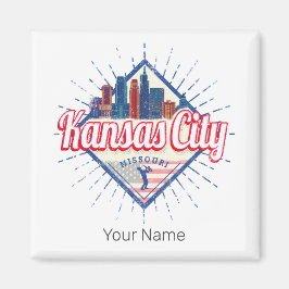 カンザスシティミズーリ統一された州スカイラインヴィンテージ マグネット