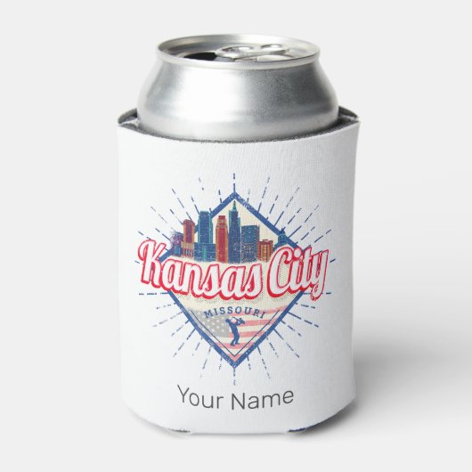 カンザスシティミズーリ統一された州スカイラインヴィンテージ 缶クーラー (缶正面)