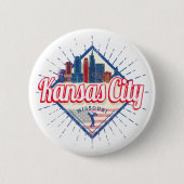 カンザスシティミズーリ統一された州スカイラインヴィンテージ 缶バッジ (正面)