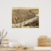 カンザスシティミズーリ1869アンティークパノラママップ ポスター (キッチン)