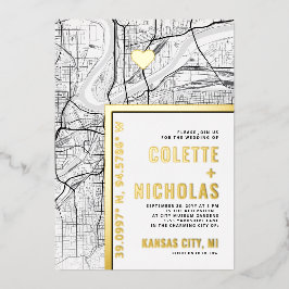 カンザスシティラブロケーター |シティテーマ結婚の 箔招待状